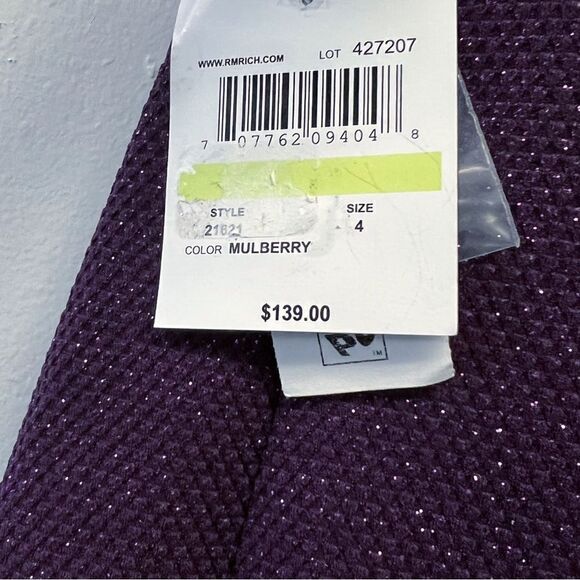 R & M Richards Nightway Glitter-Knit Gown, Size 4 Mulberry - Picture 12 of 16